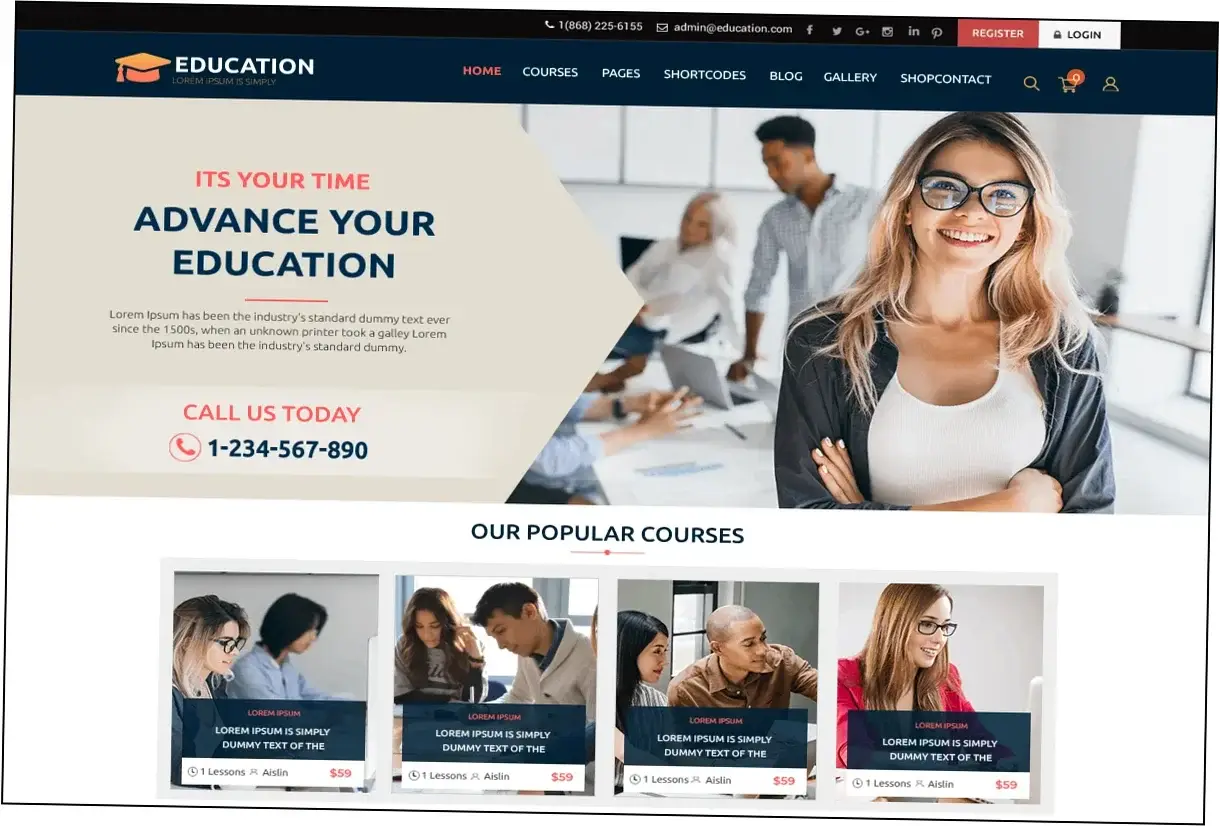 Preview of LMS Education WordPress Theme